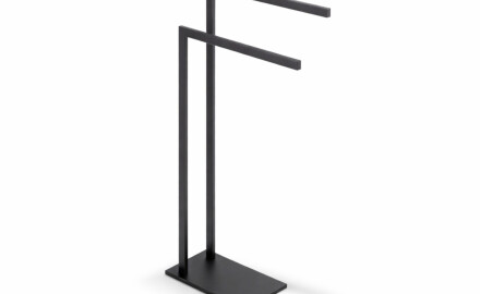 Suporte para 2 toalhas / perfil e base retangulares / preto mate