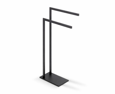 Suporte para 2 toalhas / perfil e base retangulares / preto mate
