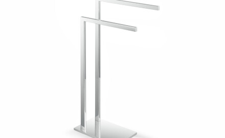 Suporte para 2 toalhas / perfil e base retangulares / aço polido
