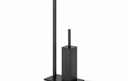 Suporte para papel higiénico e escova de casa de banho / perfil e base retangulares / preto mate