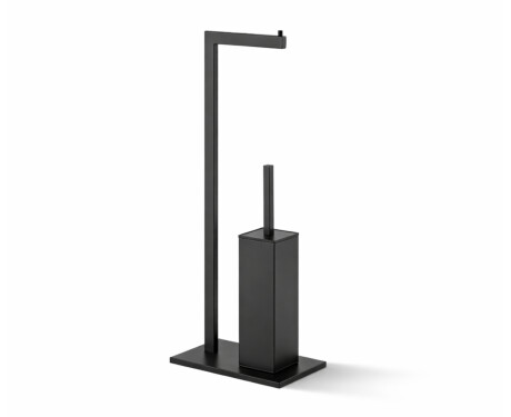 Suporte para papel higiénico e escova de casa de banho / perfil e base retangulares / preto mate