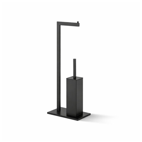 Suporte para papel higiénico e escova de casa de banho / perfil e base retangulares / preto mate #1
