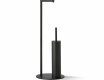 Suporte para papel higiénico e escova de casa de banho / perfil e base redondos / preto mate