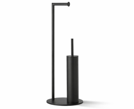 Suporte para papel higiénico e escova de casa de banho / perfil e base redondos / preto mate