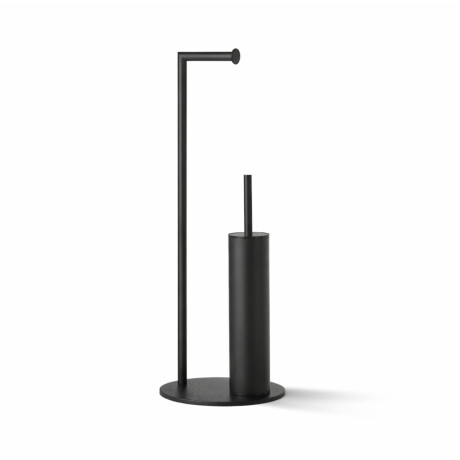 Suporte para papel higiénico e escova de casa de banho / perfil e base redondos / preto mate #1