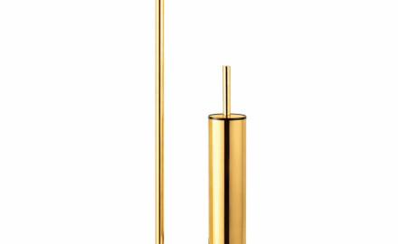 Suporte para papel higiénico e escova de casa de banho / perfil e base redondos / dourado brilhante