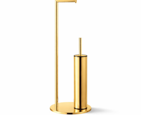 Suporte para papel higiénico e escova de casa de banho / perfil e base redondos / dourado brilhante