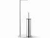 Suporte para papel higiénico e escova de casa de banho / perfil e base redondos / aço polido