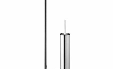 Suporte para papel higiénico e escova de casa de banho / perfil e base redondos / aço polido