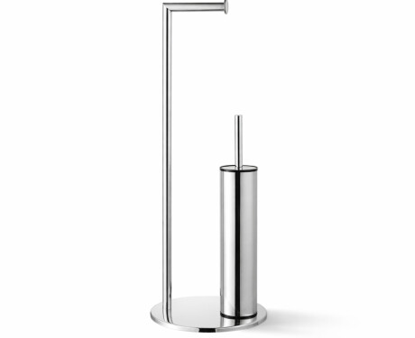 Suporte para papel higiénico e escova de casa de banho / perfil e base redondos / aço polido