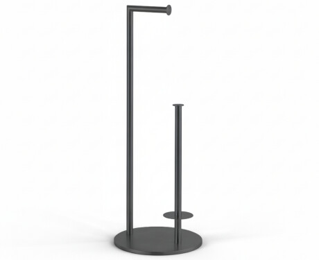 Suporte para papel higiénico + rolos de reserva / perfil e base redondos / preto mate