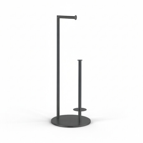Suporte para papel higiénico + rolos de reserva / perfil e base redondos / preto mate #1
