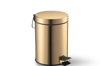 Cesto com pedal STANDARD redondo, 3 L, fecho suave / dourado brilhante