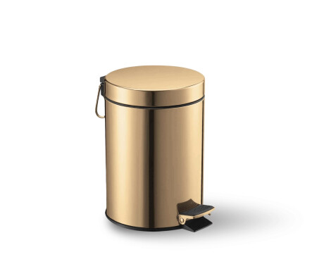 Cesto com pedal STANDARD redondo, 3 L, fecho suave / dourado brilhante