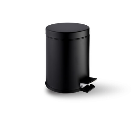 Cesto com pedal STANDARD redondo, 3 L, fecho suave / preto mate