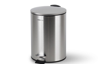 Cesto com pedal BUDGET redondo, 3 L, fecho suave / aço inoxidável acetinado