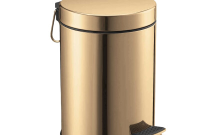 Cesto com pedal STANDARD redondo de 5 L, fecho suave / dourado brilhante