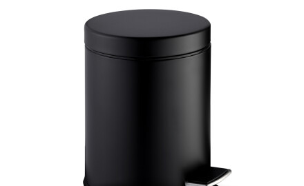 Cesto com pedal STANDARD redondo, 5 L, fecho suave / preto mate