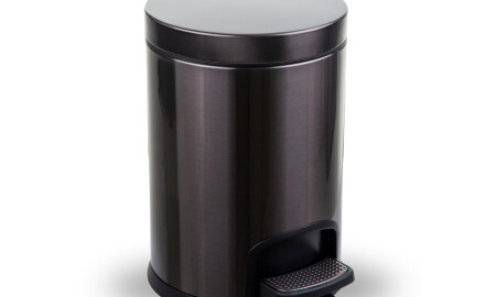 Cesto com pedal PREMIUM redondo de 5 L, fecho suave / grafite metalizado