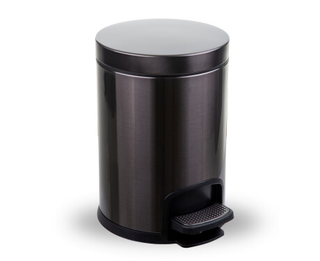 Cesto com pedal PREMIUM redondo de 5 L, fecho suave / grafite metalizado