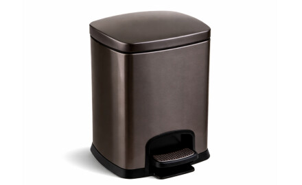 Cesto com pedal PREMIUM retangular de 5 L, fecho suave / grafite metalizado