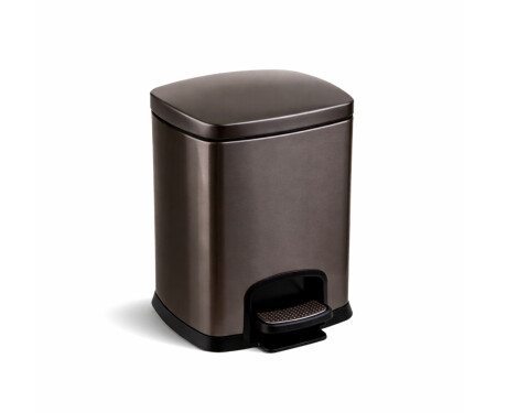 Cesto com pedal PREMIUM retangular de 5 L, fecho suave / grafite metalizado