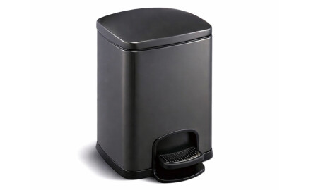 Cesto com pedal PREMIUM retangular de 5 L, fecho suave / preto mate