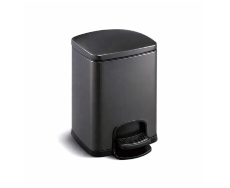 Cesto com pedal PREMIUM retangular de 5 L, fecho suave / preto mate