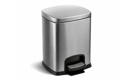 Cesto com pedal PREMIUM retangular de 5 L, fecho suave / aço inoxidável acetinado