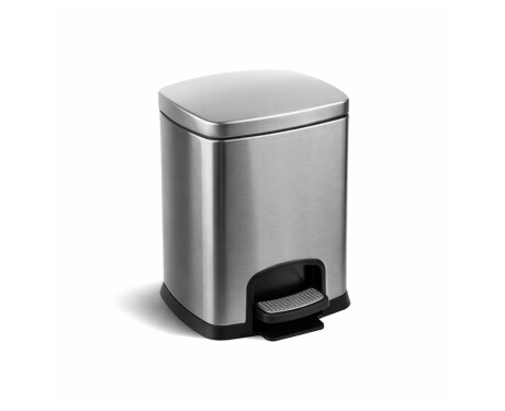 Cesto com pedal PREMIUM retangular de 5 L, fecho suave / aço inoxidável acetinado