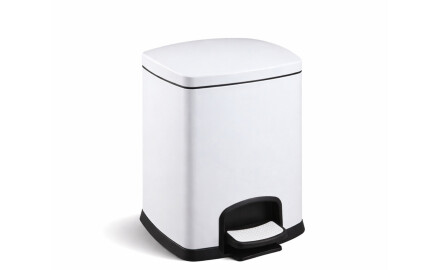 Cesto com pedal PREMIUM retangular, 5 L, fecho suave / branco