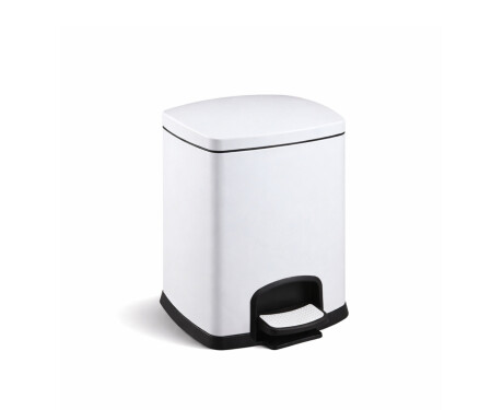 Cesto com pedal PREMIUM retangular, 5 L, fecho suave / branco