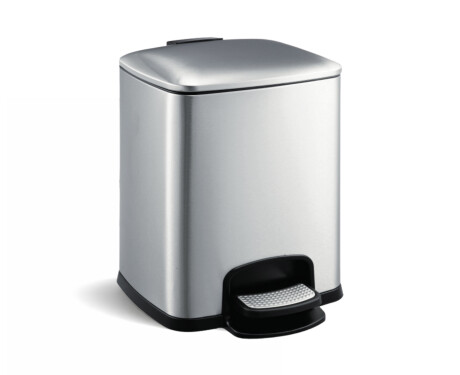 Cesto com pedal PREMIUM retangular de 8 L, fecho suave / aço inoxidável acetinado