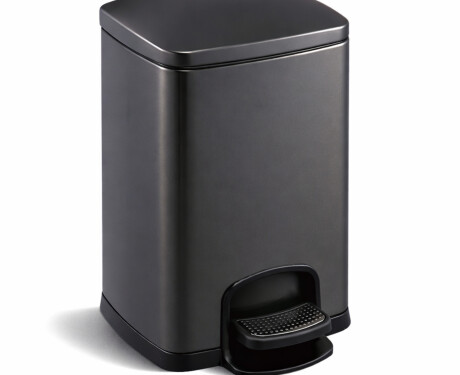 Cesto com pedal PREMIUM retangular de 20 L, fecho suave / preto mate