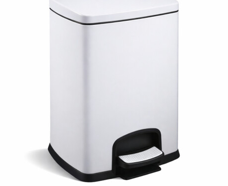 Cesto com pedal PREMIUM retangular de 20 L, fecho suave / branco