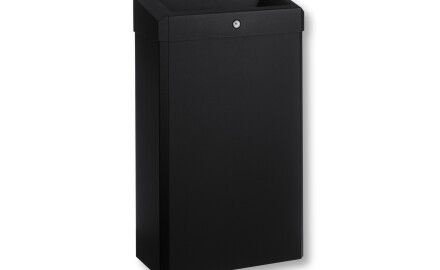 Caixote do lixo de 30 L com tampa aberta, série R1 / aço inoxidável preto mate