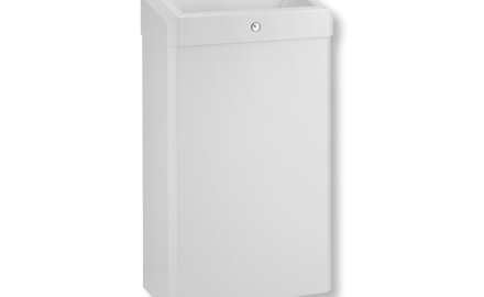 Caixote do lixo de 30 L com tampa aberta, série R1 / aço inoxidável branco mate