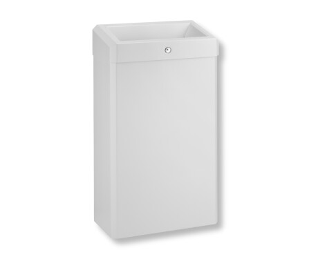 Caixote do lixo de 30 L com tampa aberta, série R1 / aço inoxidável branco mate