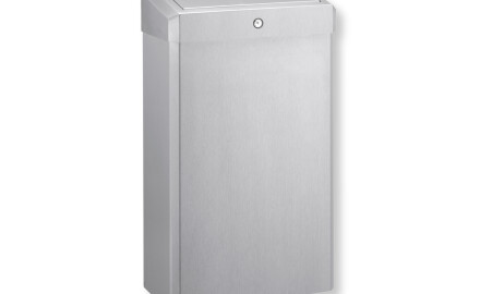 Caixote do lixo de 30 L com tampa basculante, série R1 / aço inoxidável escovado
