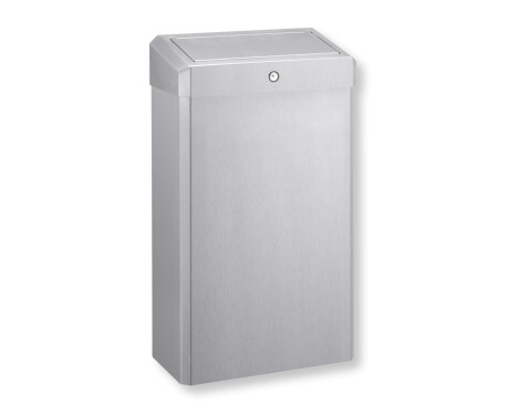 Caixote do lixo de 30 L com tampa basculante, série R1 / aço inoxidável escovado
