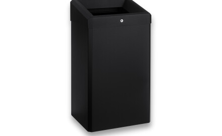 Caixote do lixo de 49 L com tampa aberta, série R1 / aço inoxidável preto mate