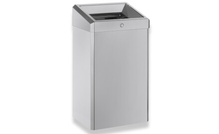Caixote do lixo de 49 L com tampa aberta, série R1 / aço inoxidável escovado