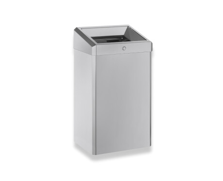 Caixote do lixo de 49 L com tampa aberta, série R1 / aço inoxidável escovado