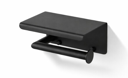 Suporte para papel higiénico / com prateleira / preto mate