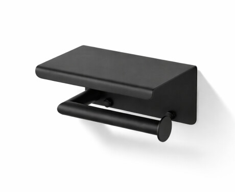Suporte para papel higiénico / com prateleira / preto mate