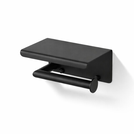 Suporte para papel higiénico / com prateleira / preto mate #1