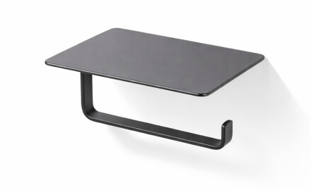 Suporte para papel higiénico / com prateleira / preto mate