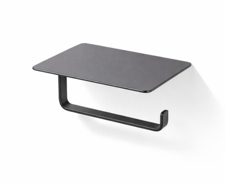 Suporte para papel higiénico / com prateleira / preto mate