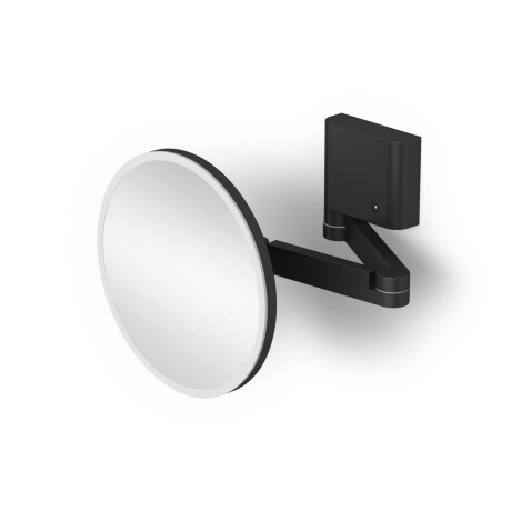Espelho de maquilhagem com ampliação de 5x, redondo, com iluminação LED e regulação contínua da cor da luz, inclinável, braço duplo articulado / preto mate #1