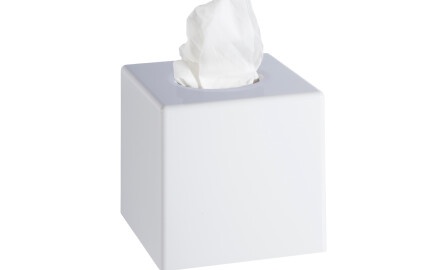 Dispensador de lenços de papel - formato de cubo / ABS branco brilhante
